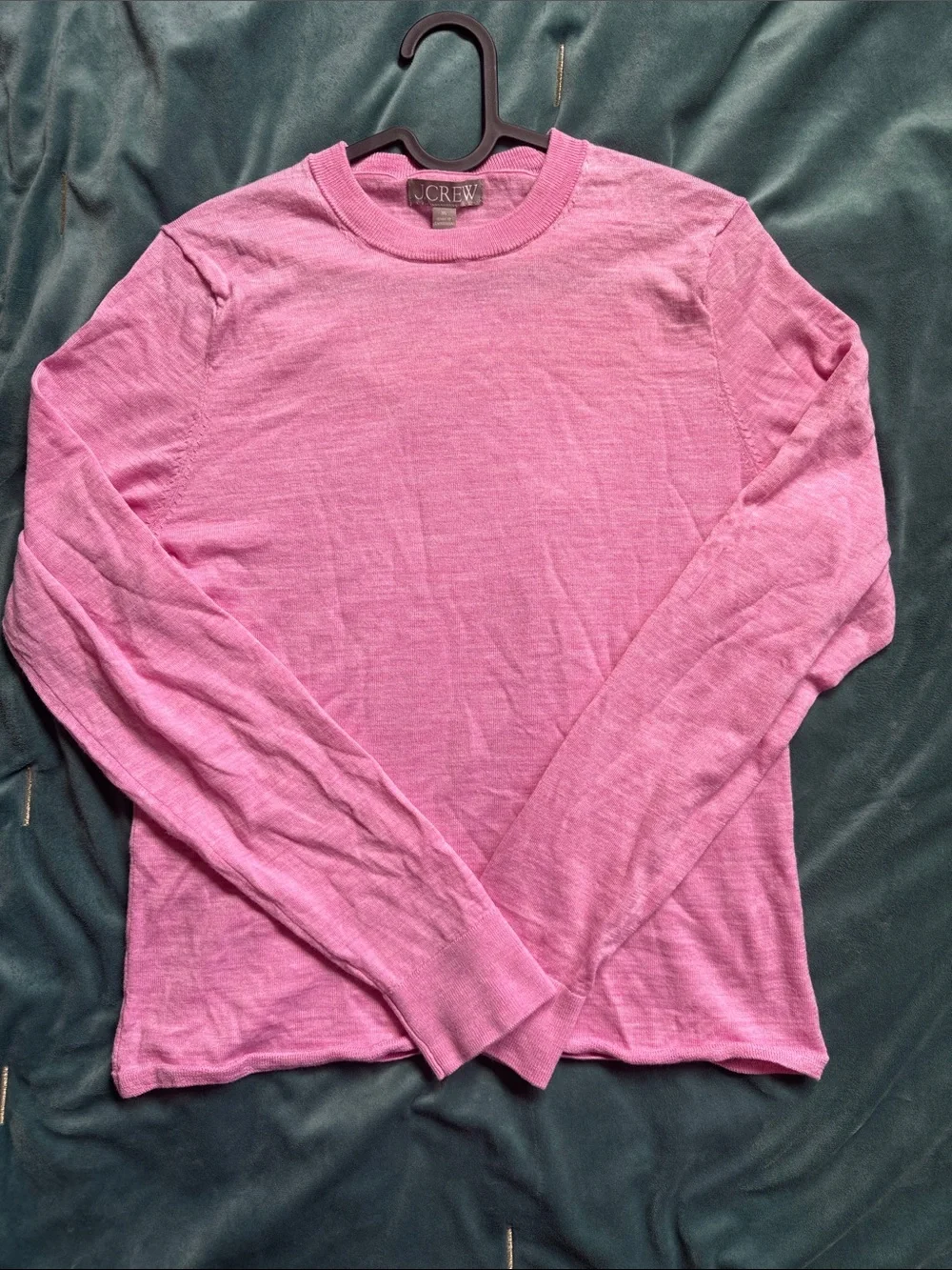 J. Crew Pink Merino Lightweight Crewneck Long-Sleeve Top